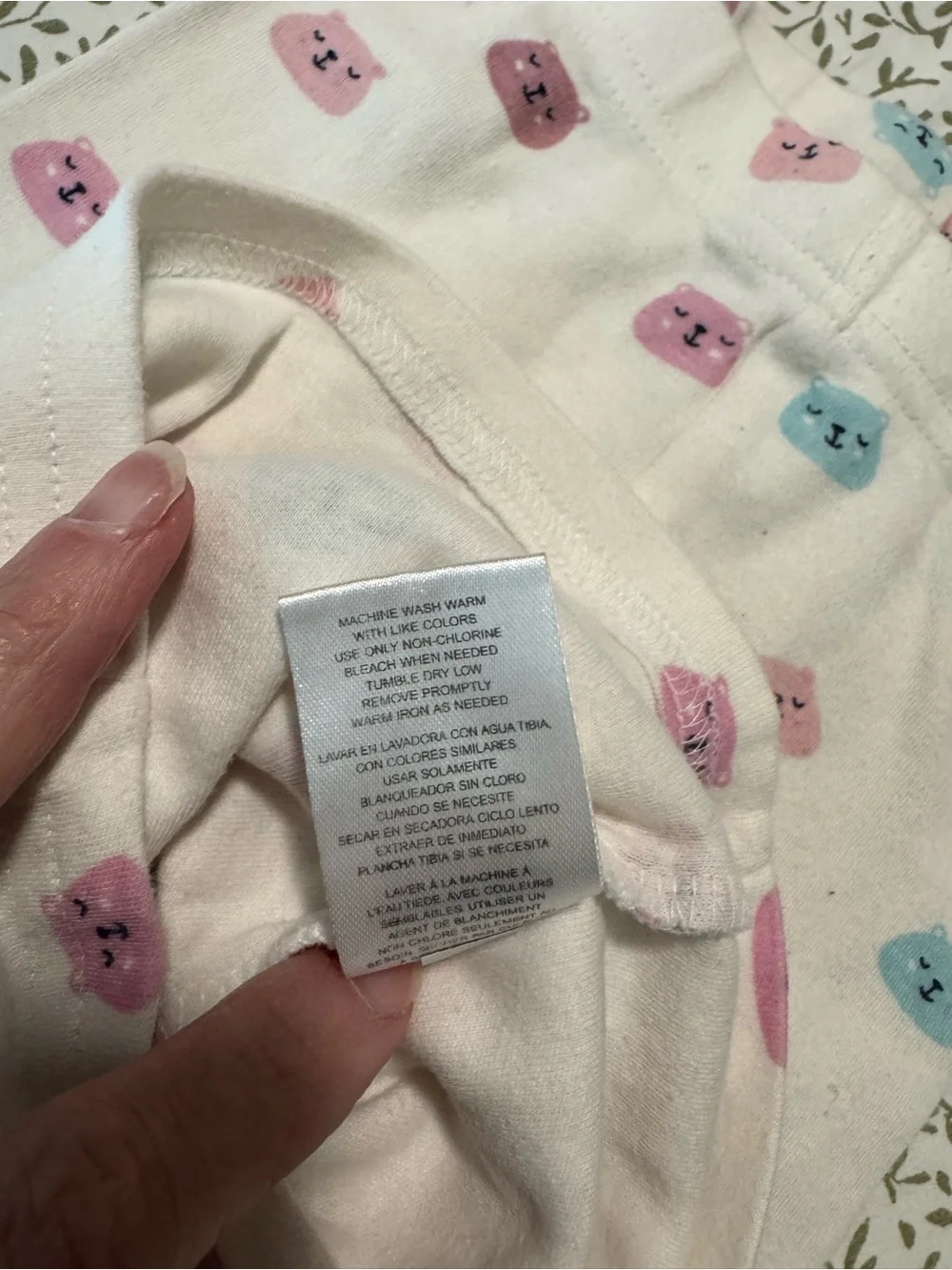 Kids White Short Sleeve Pajama Set with Pink & Blue Bear Prints